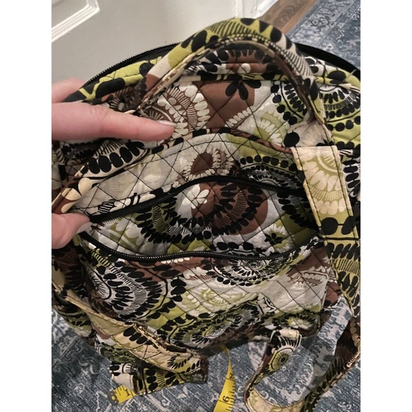 Vera Bradley Small Backpack Quilted White Black Lime Green Yellow Girls Floral - Picture 4 of 5